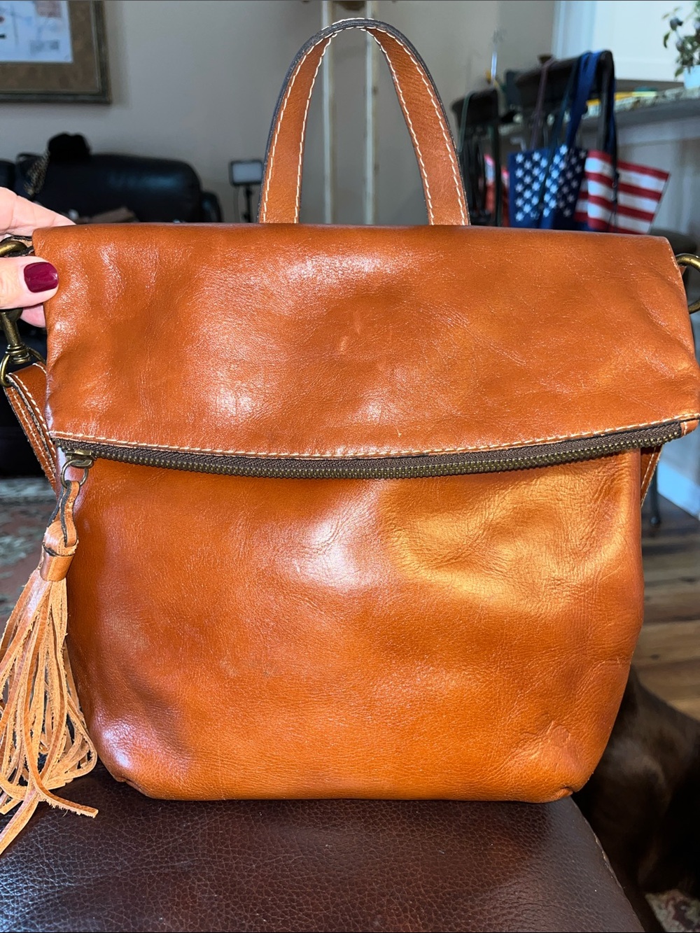 EUC Patricia Nash Luzille Leather Convertible Backpack/Crossbody.